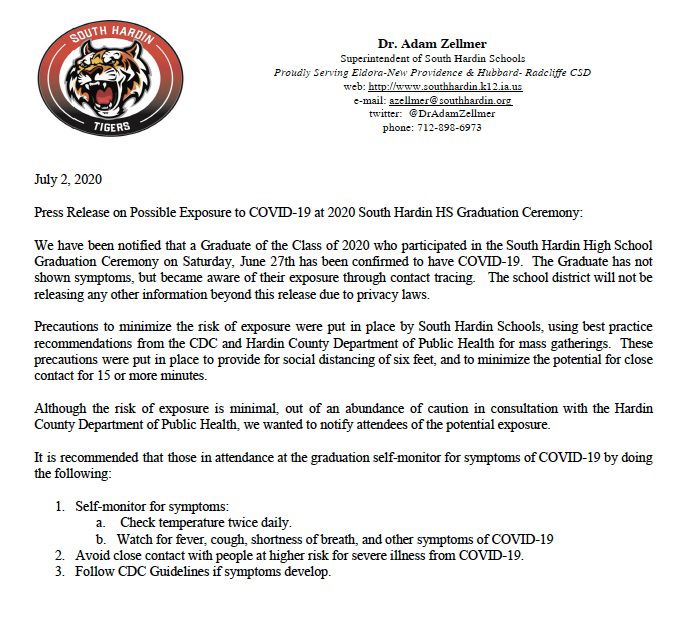 South Hardin COVID Press Release